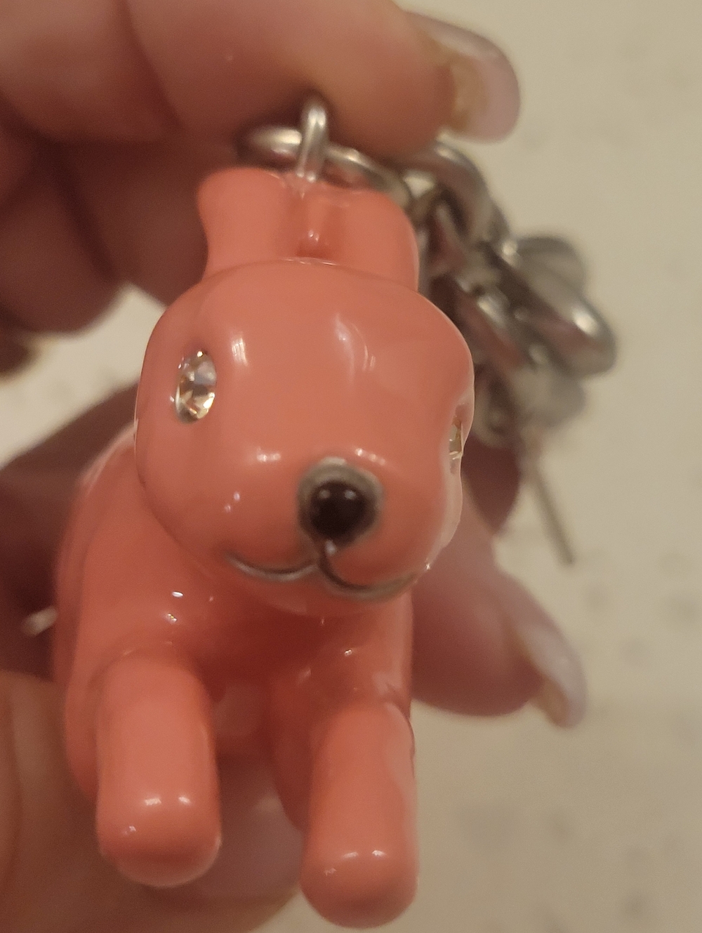 Coach Coral Pink Bunny Charm Key Charm with Crystal Eye - Picture 4 of 16